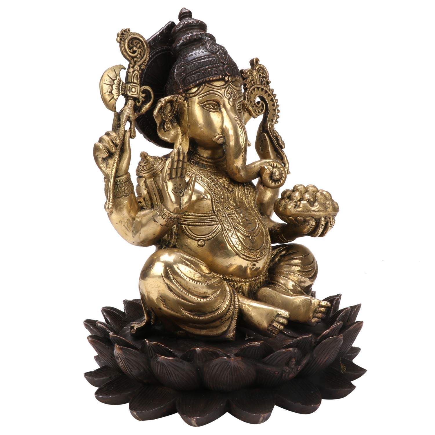 Svarup Brass Mangalkari Ganesha Sitting On Lotus Bhagwan Idol Ganesh Statue Ganpati Murti For Home Entrance Decor Diwali Gift He